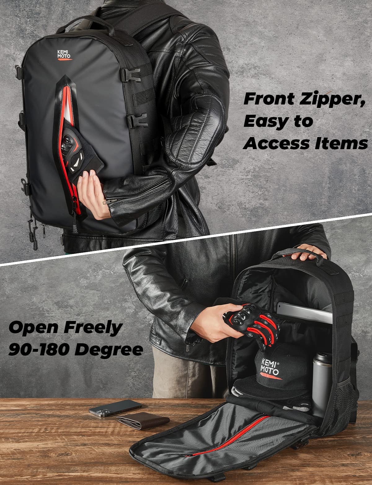 Photo of 20L Motorcycle Helmet Backpack with Hidden Helmet Net by Kemimoto - Premium for UTVs / Side by Sides