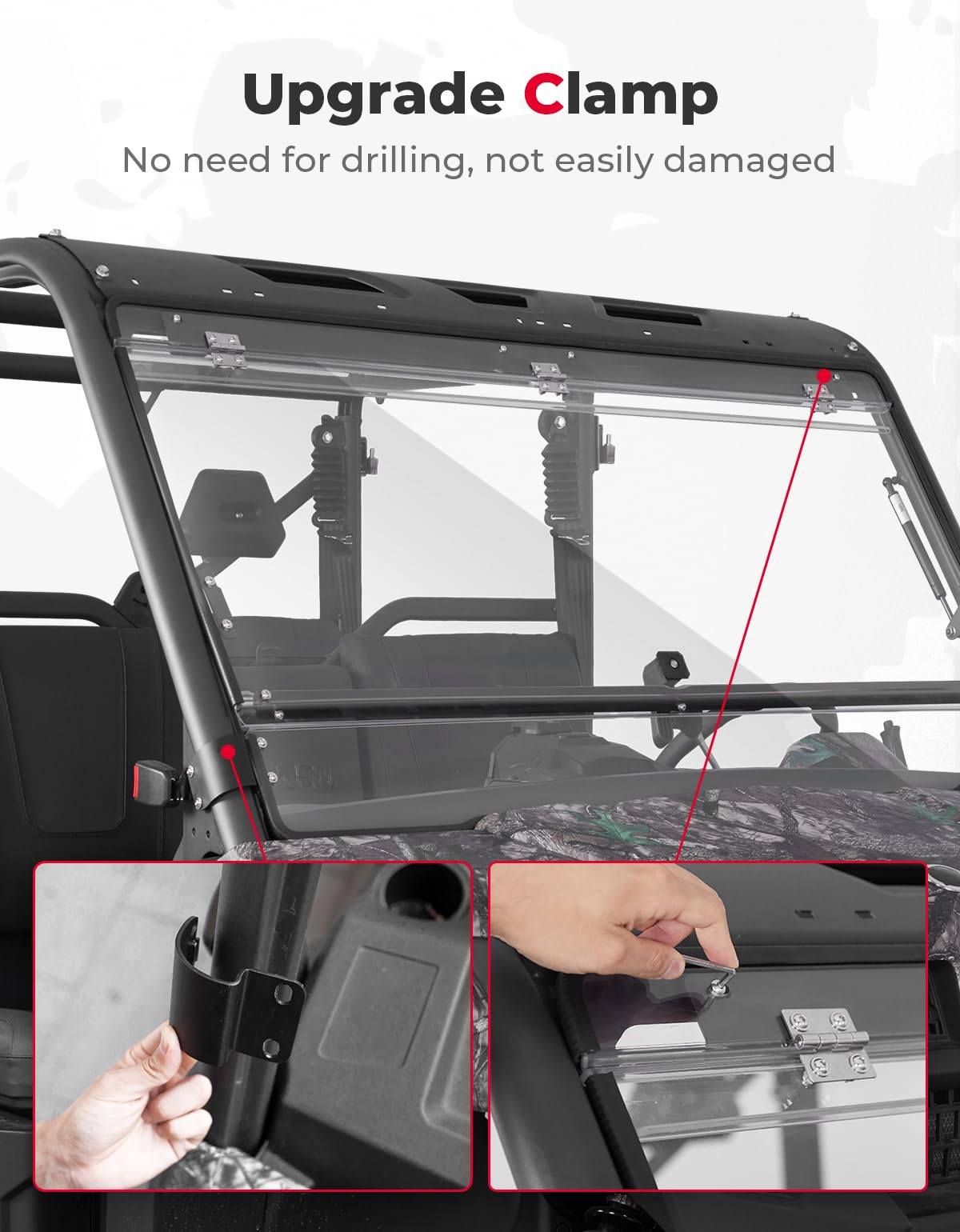 Photo of Kemimoto Flip & Rear Windshield for CFMOTO UFORCE 1000/1000XL by Kemimoto - Premium for UTVs / Side by Sides