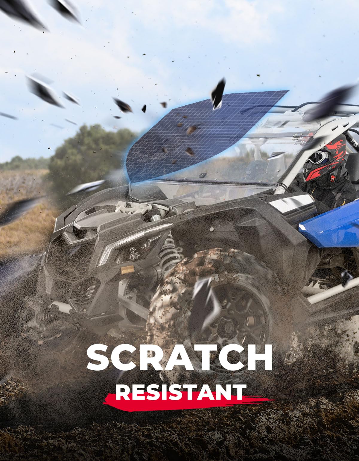 Photo of Scratch Resistant PC Flip Windshield for Can Am Maverick X3 by Kemimoto - Premium for UTVs / Side by Sides
