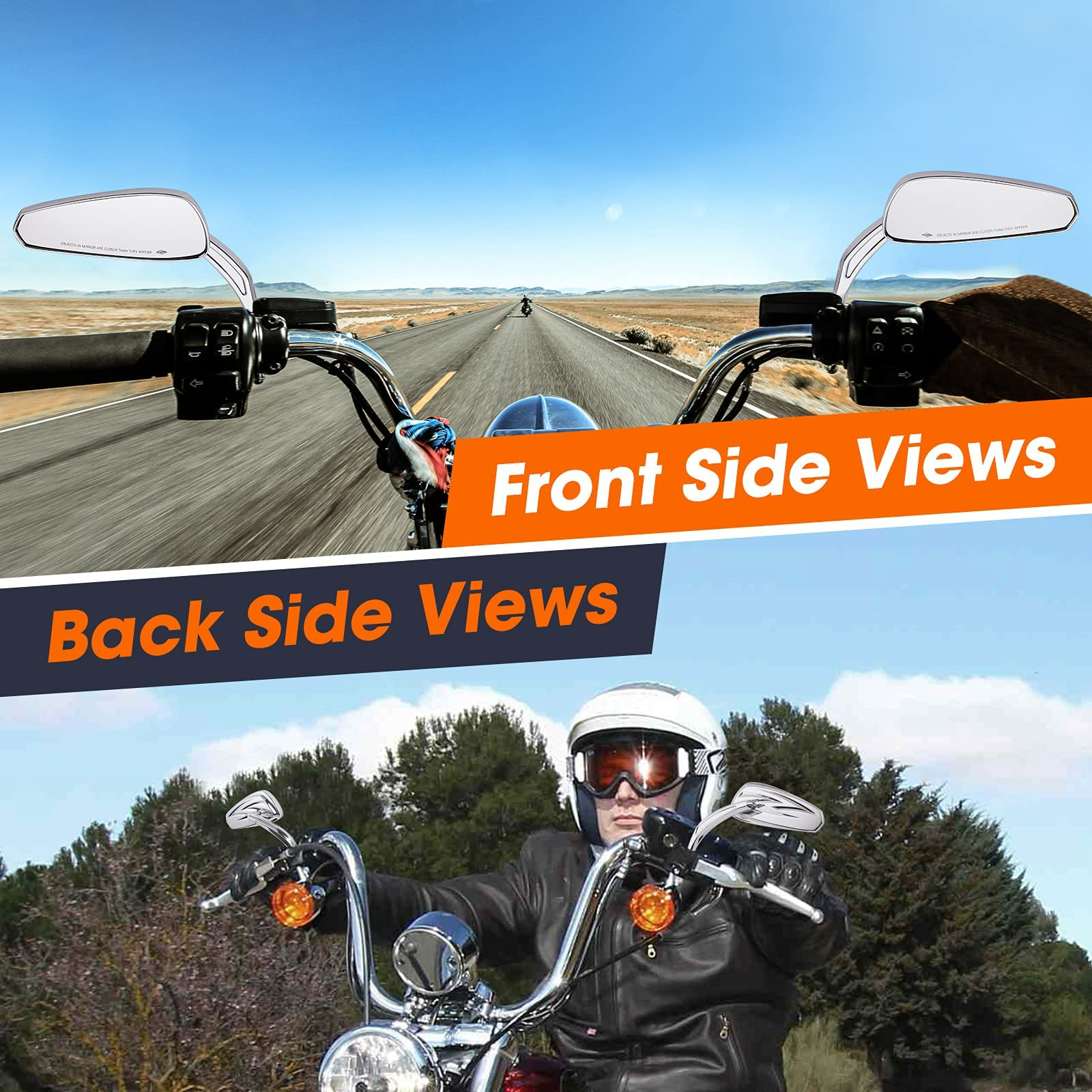 Photo of Long Stem Rear View Mirrors for Harley by Kemimoto - Premium for UTVs / Side by Sides