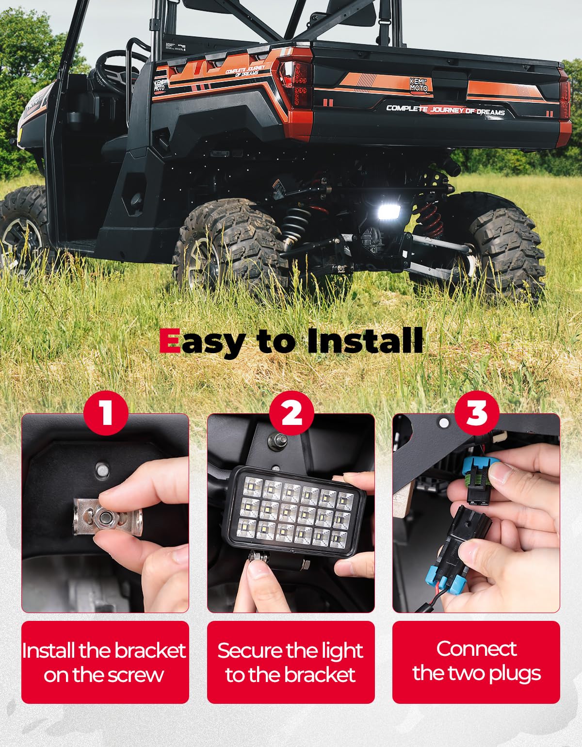 Photo of Upgraded Backup Light with Switch for Ranger XP 1000/Crew 2018-2024 by Kemimoto - Premium for UTVs / Side by Sides