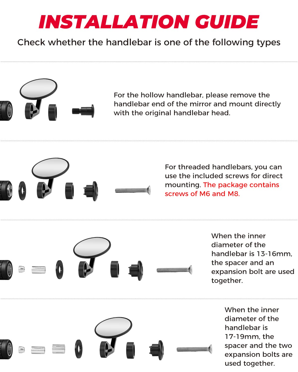 Photo of Universal Motorcycle Bar End Mirrors by Kemimoto - Premium for UTVs / Side by Sides