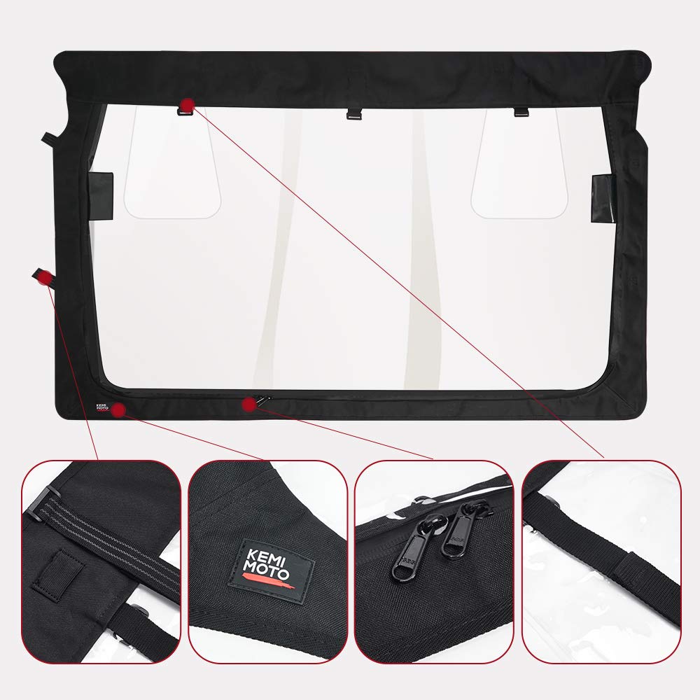 Photo of Rear Windshield with Zipper Back for Yamaha Rhino / Massimo by Kemimoto - Premium for UTVs / Side by Sides