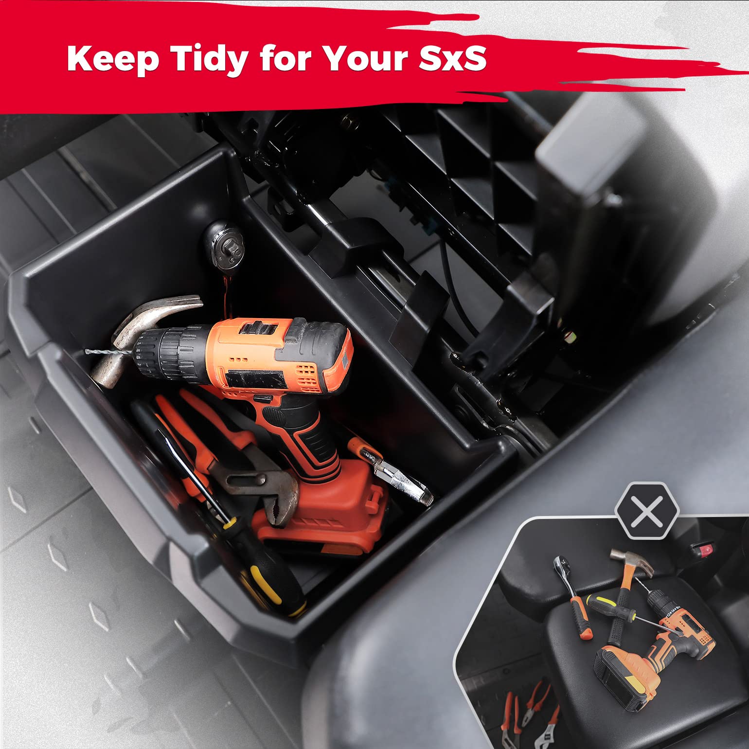 Photo of Underseat Storage Bin with Insulated Ice Cooler Bag for Can-Am Defender by Kemimoto - Premium for UTVs / Side by Sides