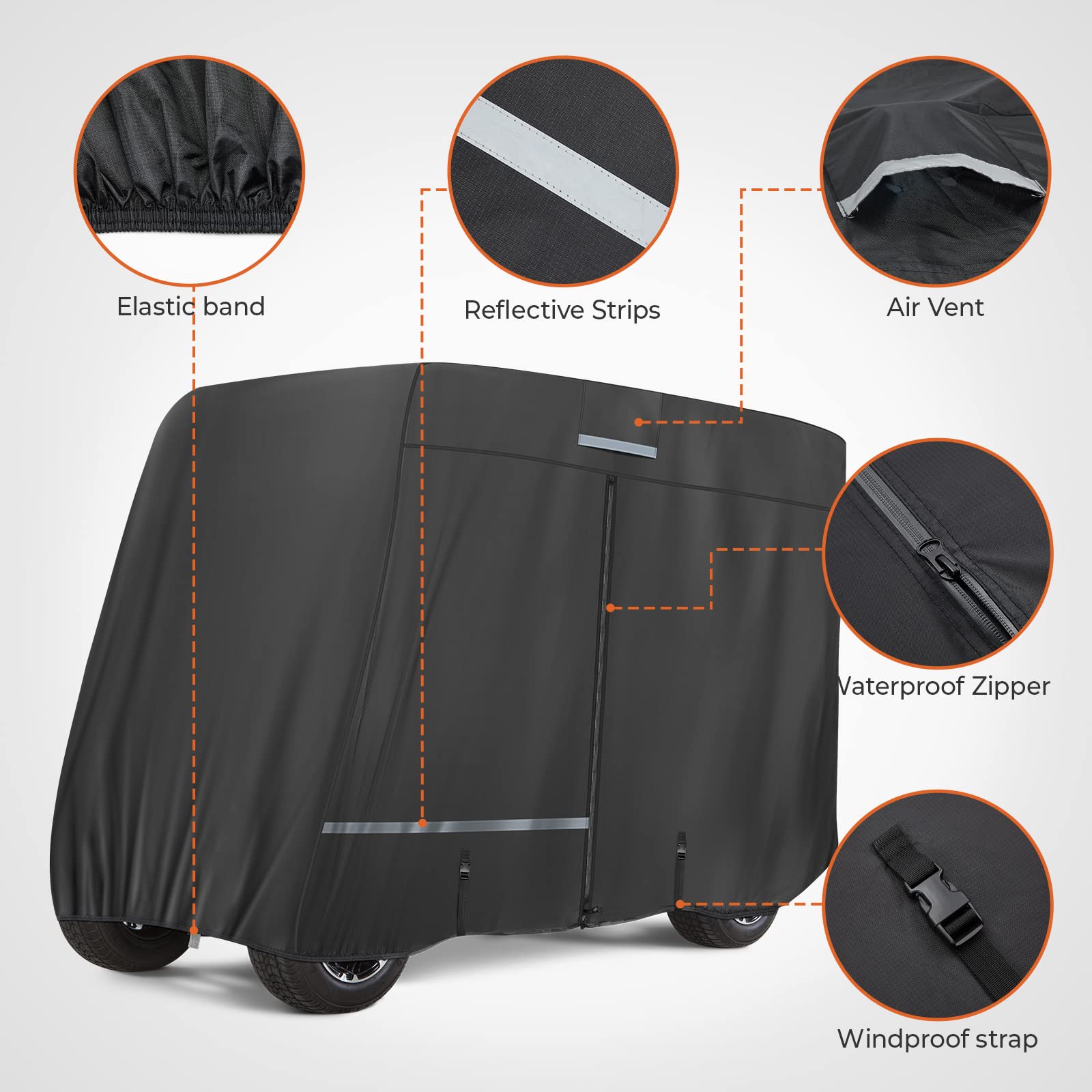 Photo of Golf Cart Cover 2 Passenger/ 4 Passenger for EZGO/ Club Car/ Drive/ ICON by Kemimoto - Premium for UTVs / Side by Sides