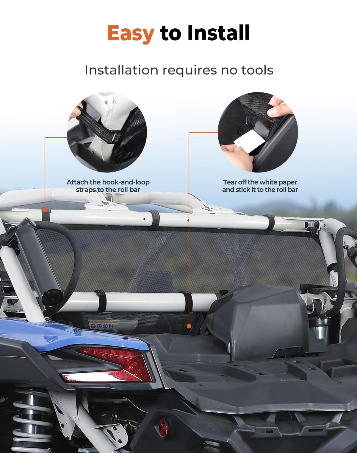 Photo of Rear Window Net for Can-Am Maverick X3/MAX by Kemimoto - Premium for UTVs / Side by Sides
