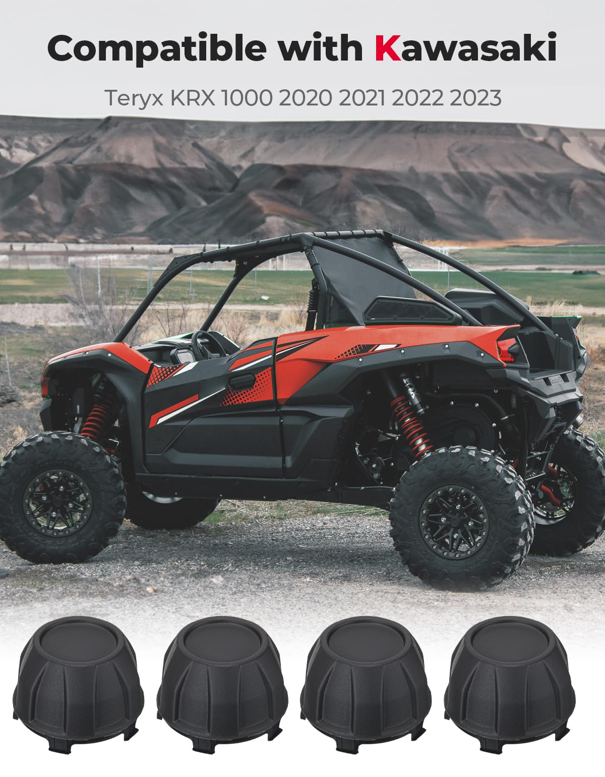 Photo of 4PCS Tire Wheel Hub Caps for Kawasaki Teryx KRX 1000 by Kemimoto - Premium for UTVs / Side by Sides