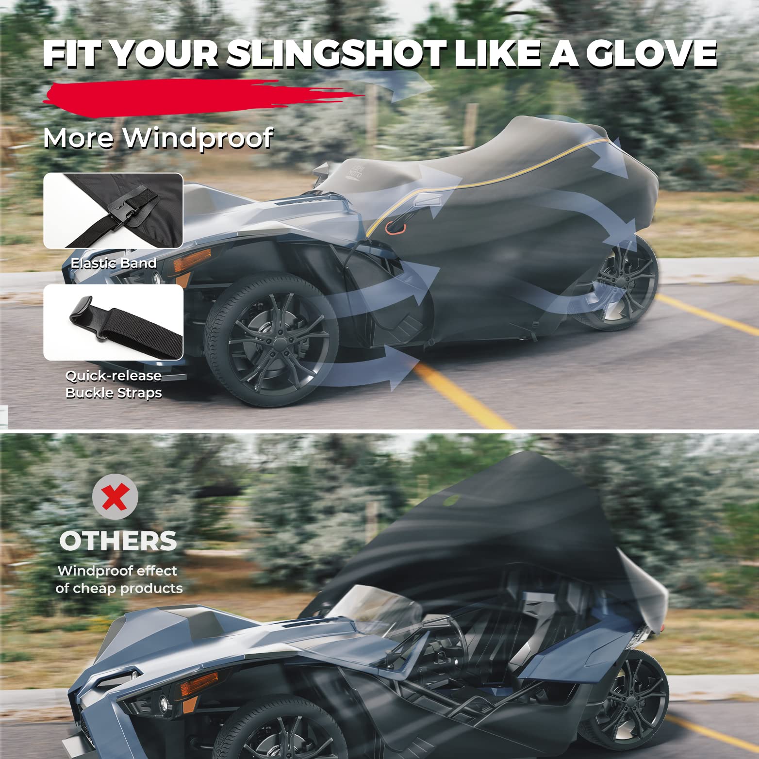 Photo of Kemimoto Half Cover Cockpit Cover for Polaris Slingshot S/R/SL/SLR/GT by Kemimoto - Premium for UTVs / Side by Sides