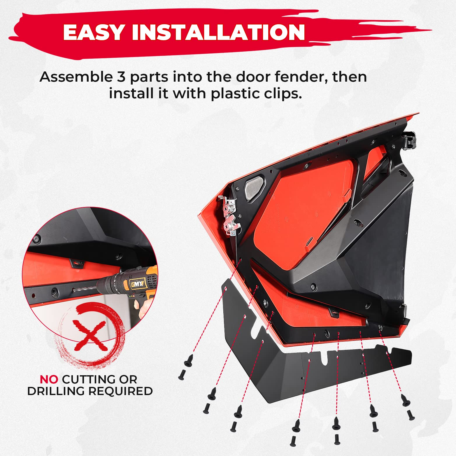 Photo of Lower Door Panels Insert Kit for Polaris RZR PRO XP 2020-2024 by Kemimoto - Premium for UTVs / Side by Sides