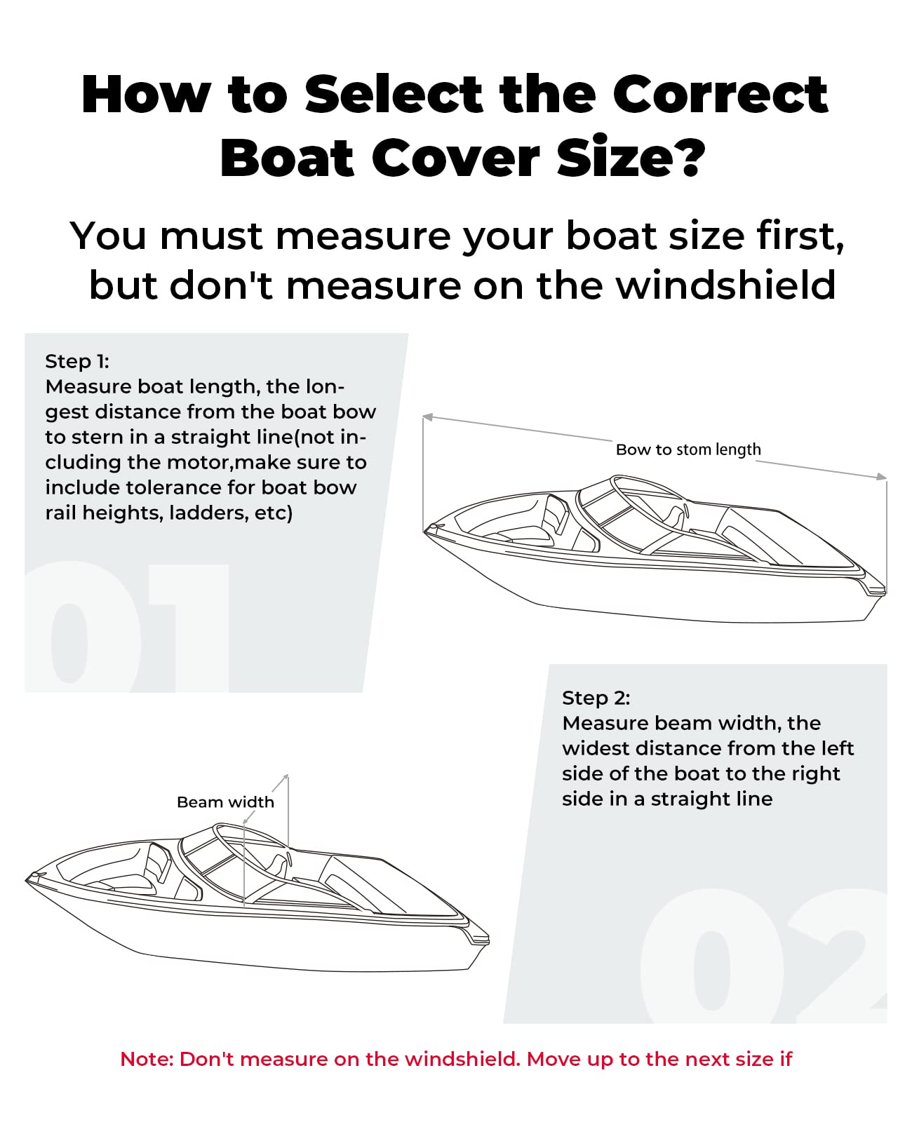 Photo of Trailerable Boat Covers 600D, Waterproof Fit V-Hull by Kemimoto - Premium for UTVs / Side by Sides