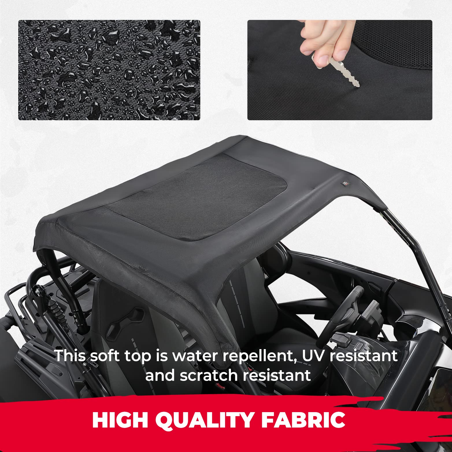 Photo of Ventilated Soft Top with Zipper Design for CFMOTO ZFORCE 950 by Kemimoto - Premium for UTVs / Side by Sides