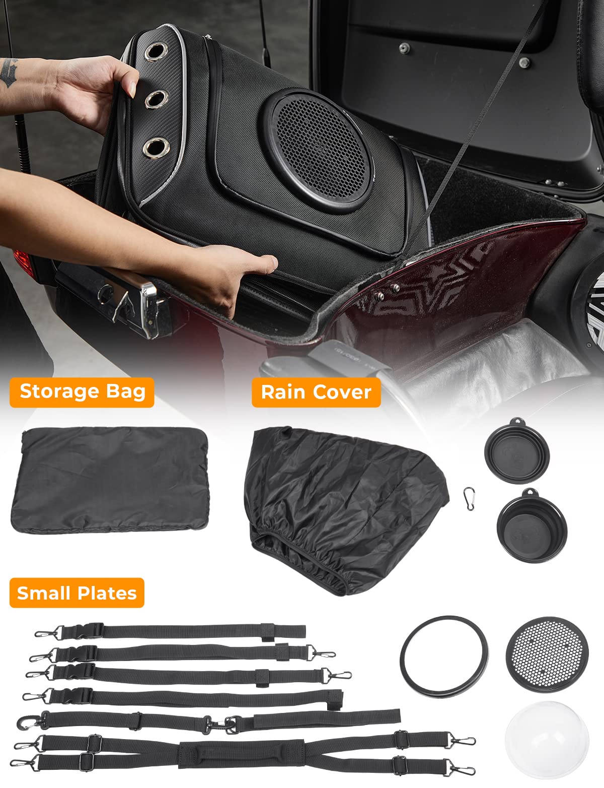 Photo of Motorcycle Pet Carrier Bag for Street Glide Road King by Kemimoto - Premium for UTVs / Side by Sides