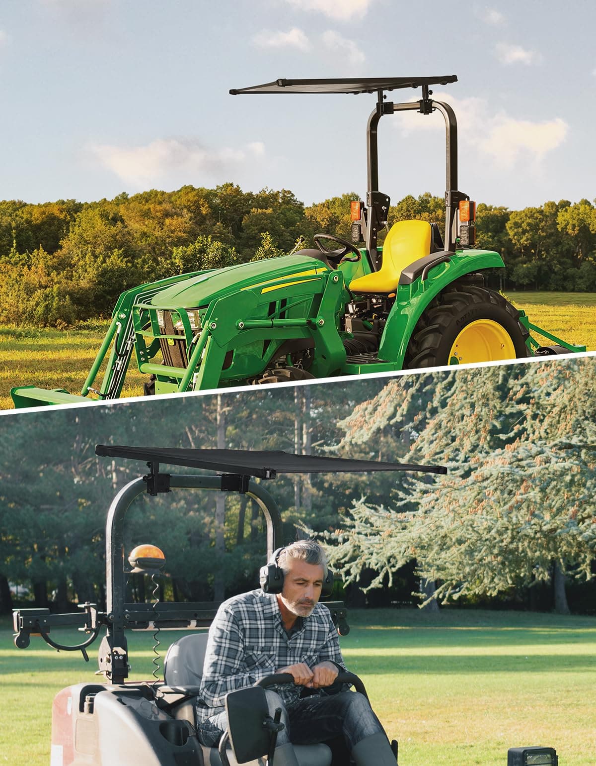 Photo of Tractor Sun Shade Canopy for John Deere Kubota Cub Cadet by Kemimoto - Premium for UTVs / Side by Sides