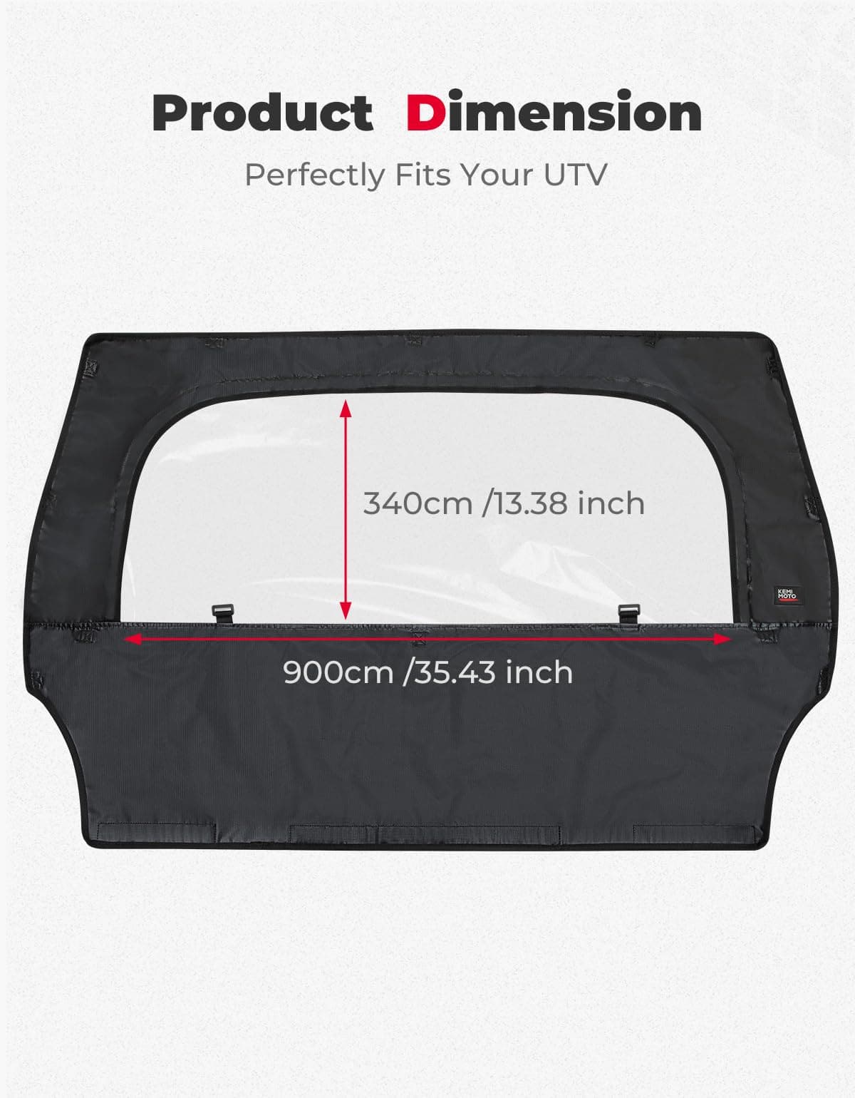 Photo of UTV Rear Windshield with Zipper for Polaris RZR 570, RZR Trail 570, 800, S 800, 900 by Kemimoto - Premium for UTVs / Side by Sides