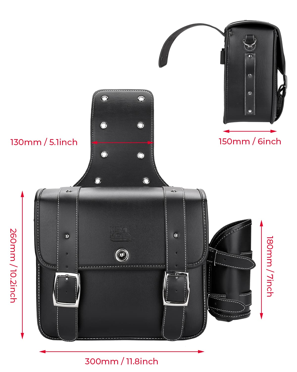 Photo of 20L PU Leather Saddlebags With Cup Holder for Sportster Softail Dyna (1 Pair) by Kemimoto - Premium for UTVs / Side by Sides