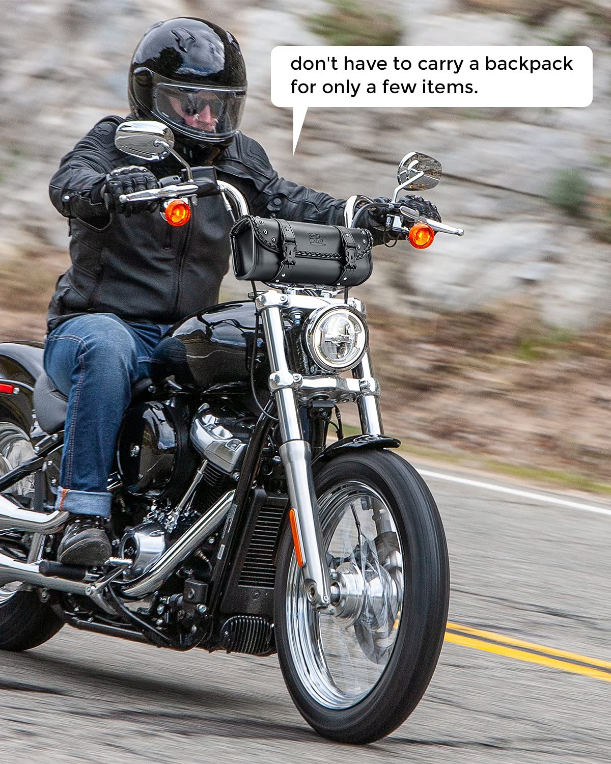 Photo of Motorcycle PU Leather Tool Bag Fork Bag by Kemimoto - Premium for UTVs / Side by Sides