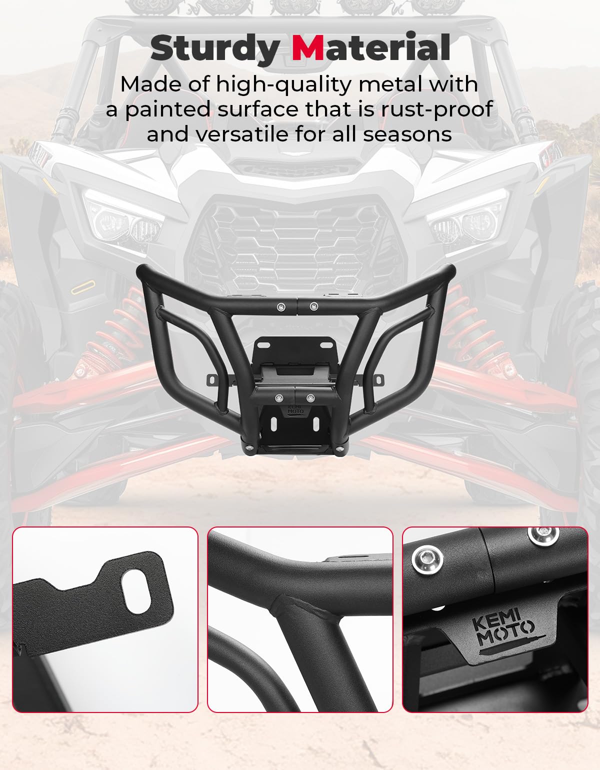 Photo of Spotlight Ready Front Bumper for Can-Am Maverick X3/X3 MAX by Kemimoto - Premium for UTVs / Side by Sides