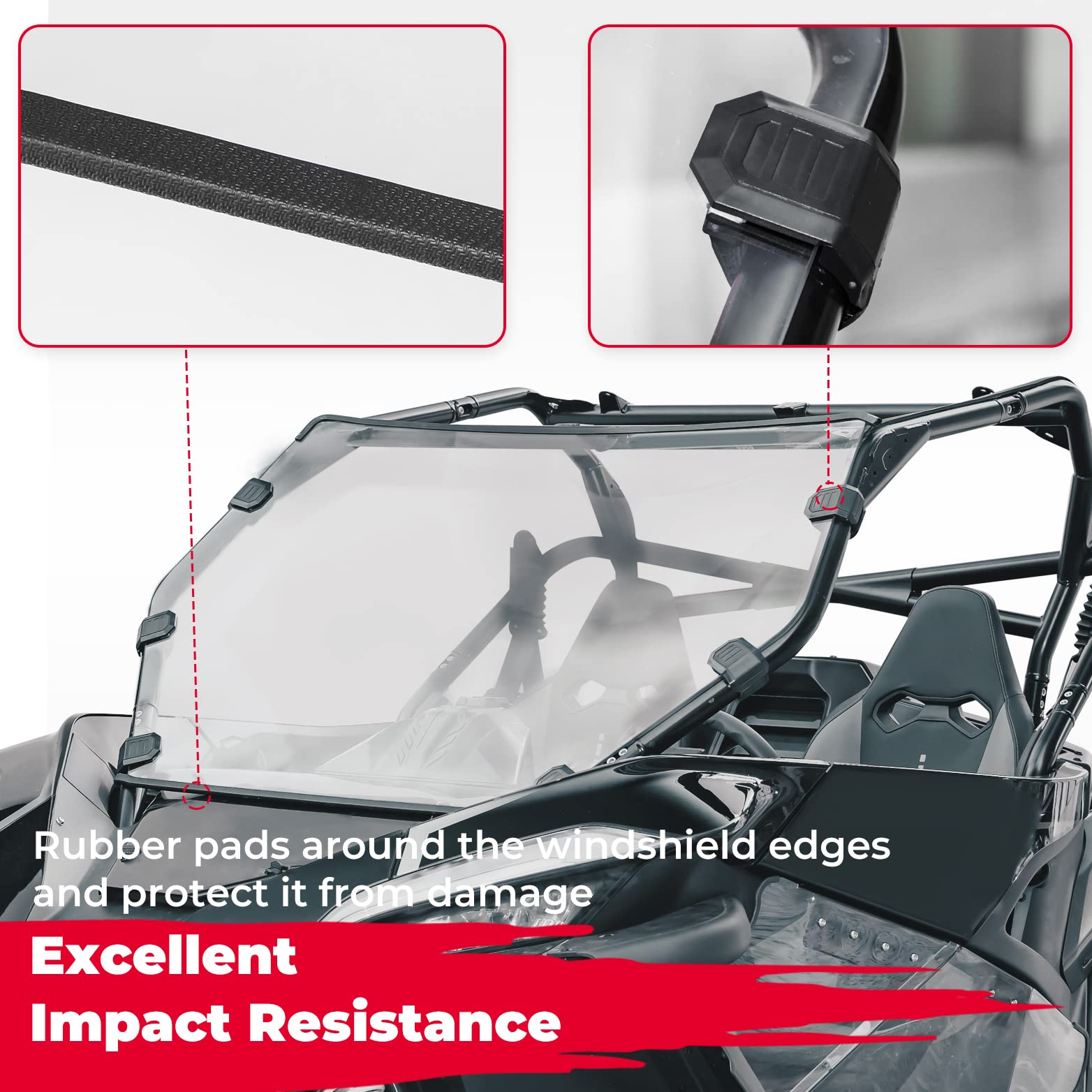 Photo of Scratch Resistant Full Windshield for CFMOTO ZForce 950 by Kemimoto - Premium for UTVs / Side by Sides