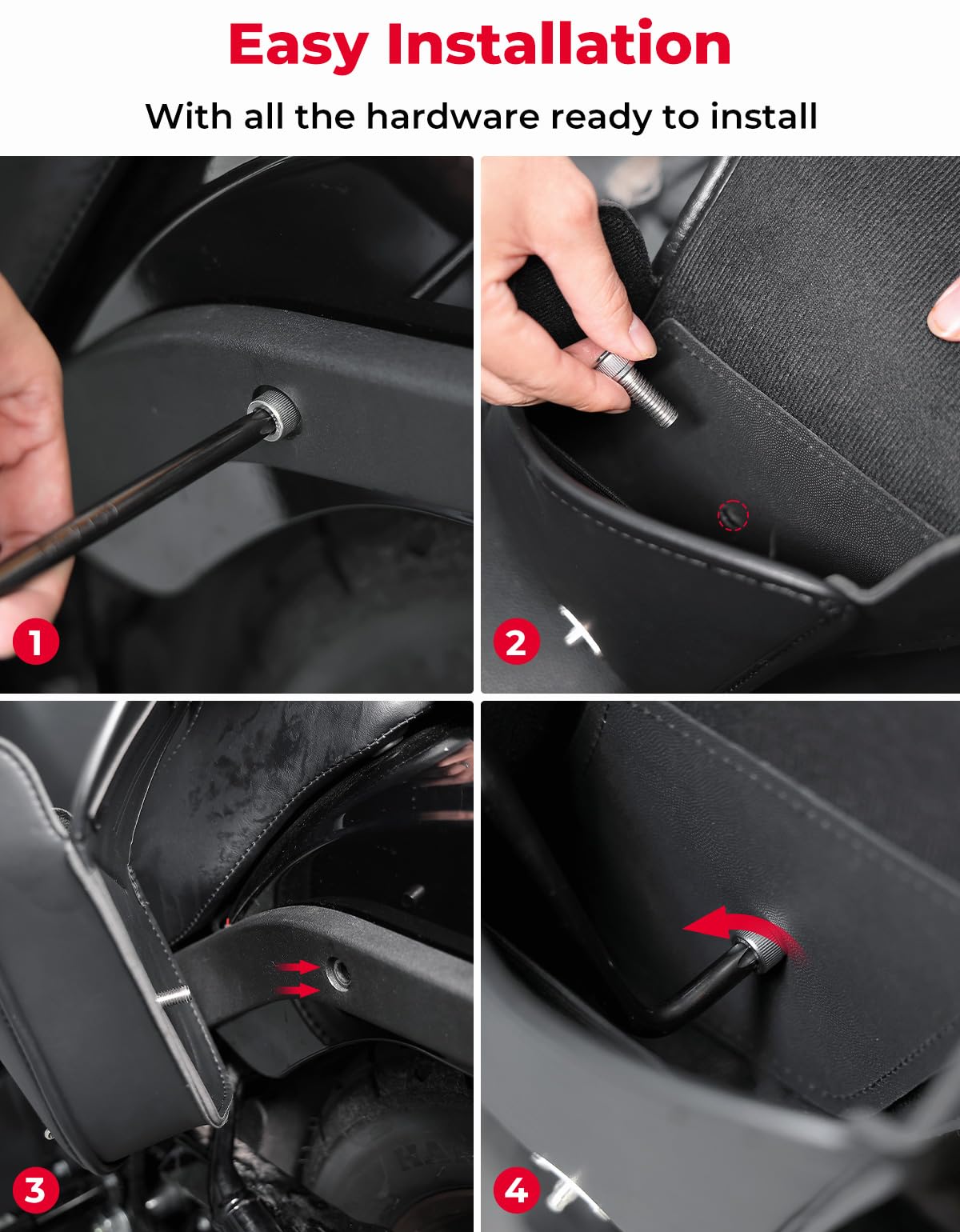 Photo of Motorcycle Leather Side Bag for Sportster 883 1200 Softail by Kemimoto - Premium for UTVs / Side by Sides