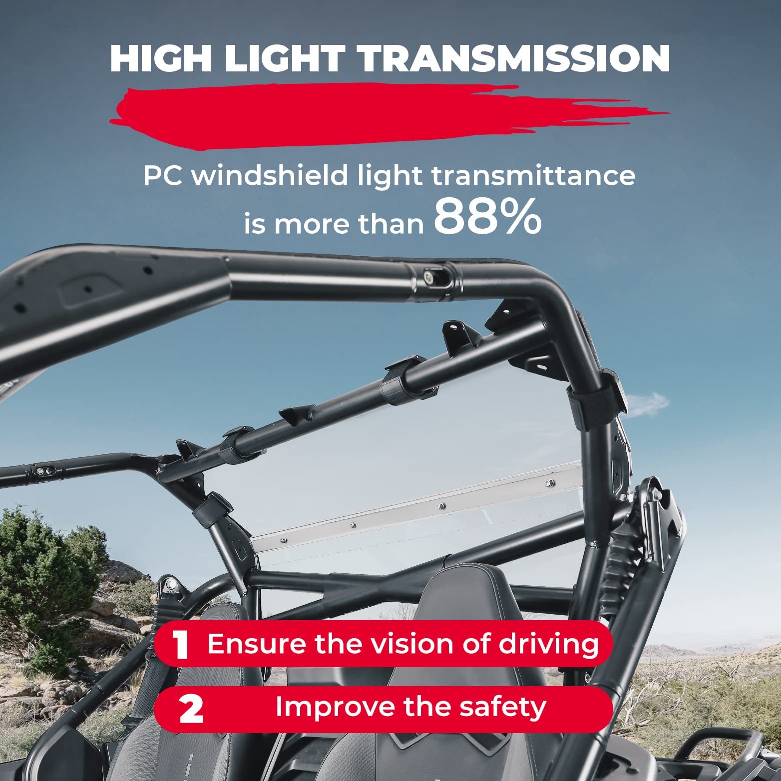 Photo of Rear Windshield Scratch Resistant for CFMOTO ZForce 950 by Kemimoto - Premium for UTVs / Side by Sides