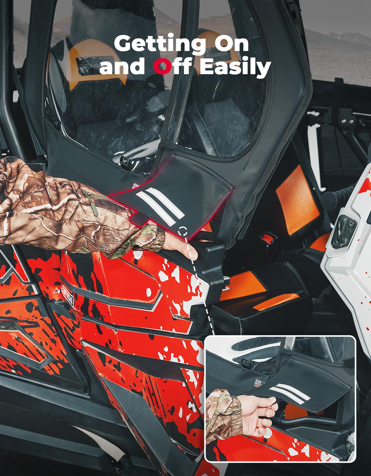 Photo of Soft Upper Doors With Metal Door Frame for Polaris RZR XP 4 1000 2019-2023 by Kemimoto - Premium for UTVs / Side by Sides