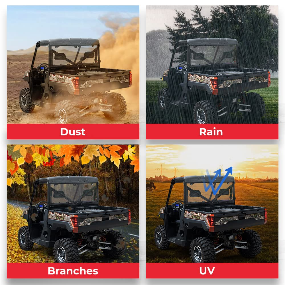 Photo of Rear Windshield Hard Tool-Free Install for Polaris Ranger XP 1000/Crew 2015-2024 by Kemimoto - Premium for UTVs / Side by Sides