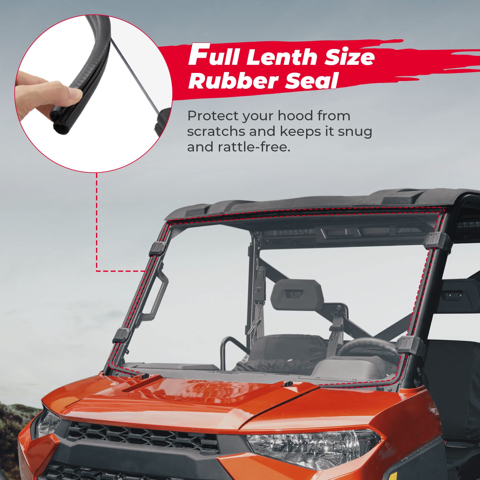 Photo of Kemimoto Front Windshield for Ranger XP 1000/Crew /Ranger 1000/Crew 2017-2025 by Kemimoto - Premium for UTVs / Side by Sides