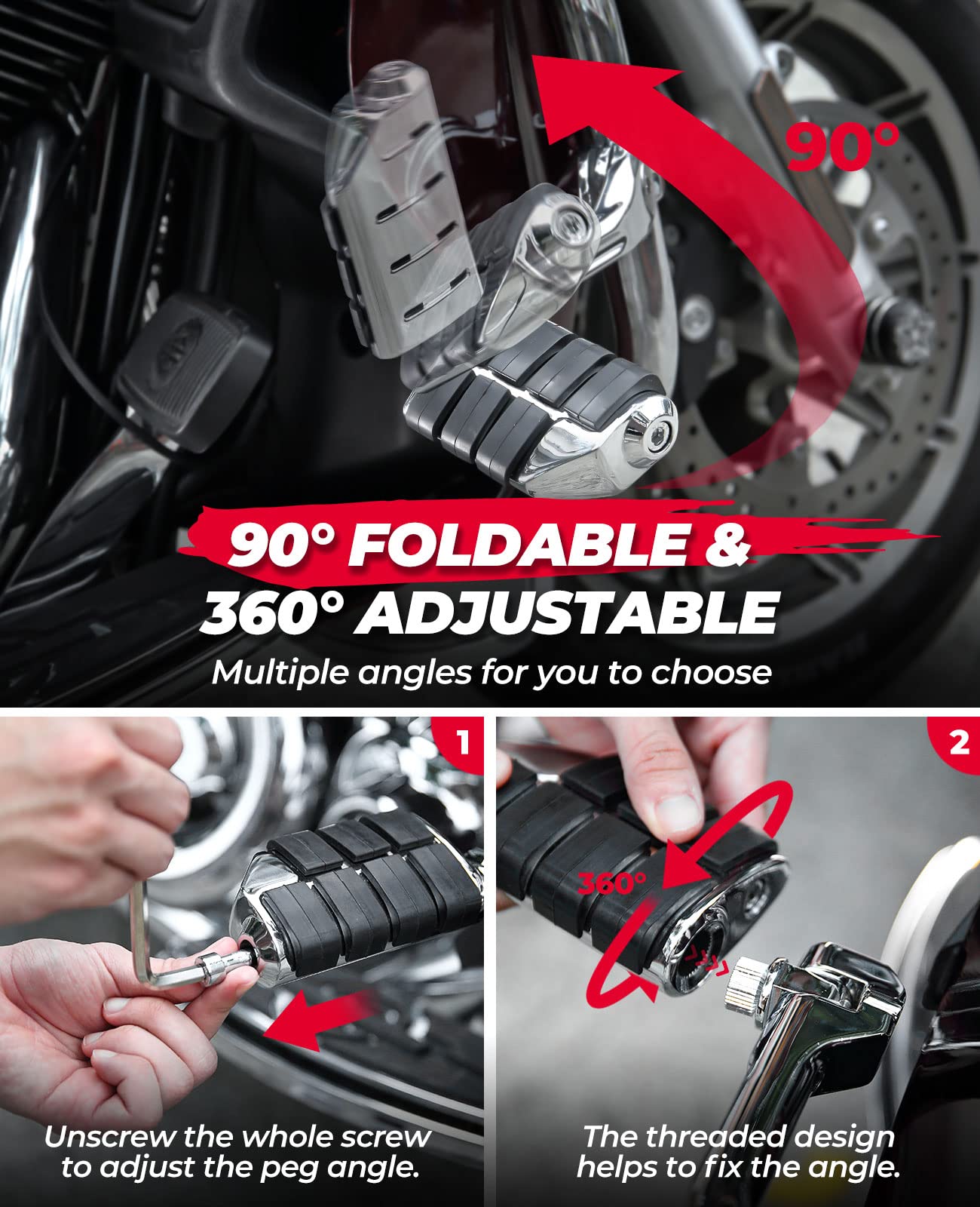 Photo of Highway Pegs, 1 1/4-Inch Foot Rests by Kemimoto - Premium for UTVs / Side by Sides