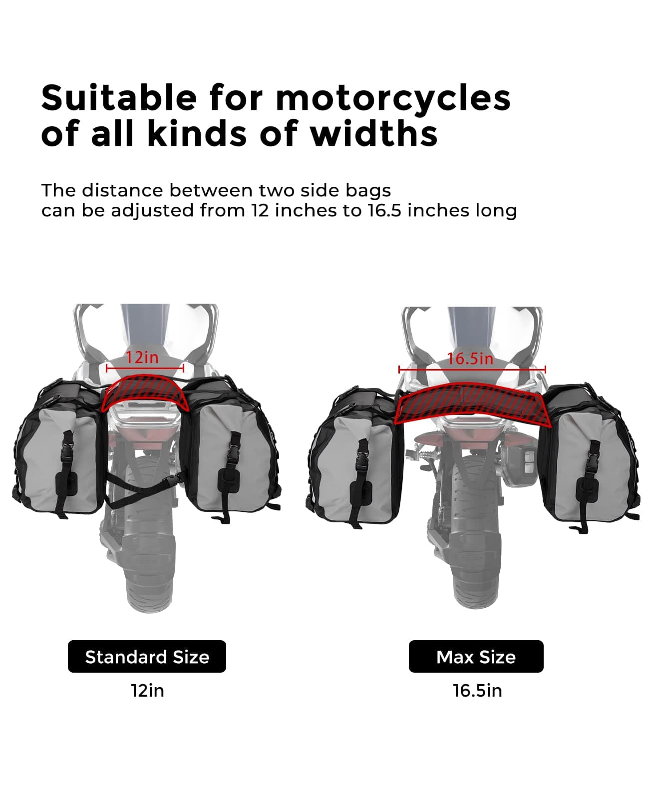 Photo of Luggage Bag, Waterproof Saddle Bags Side Bags for Motorbike Travel (25L*2) by Kemimoto - Premium for UTVs / Side by Sides