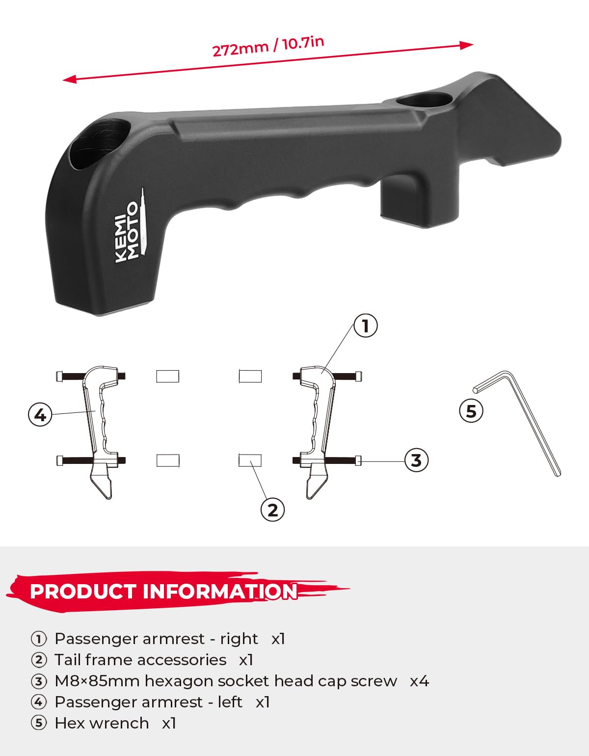 Photo of Rear Passenger Grab Bar for Grom 2022-2025 by Kemimoto - Premium for UTVs / Side by Sides