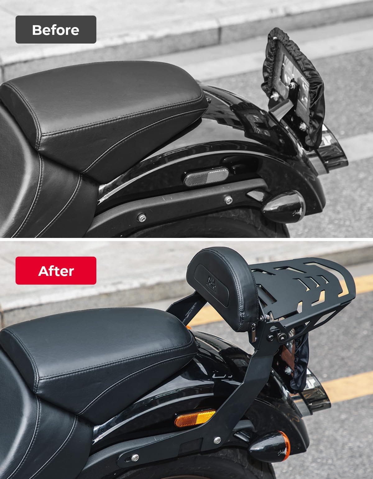 Photo of Passenger Backrest Sissy Bar with Luggage Rack and Docking Hardware Kits by Kemimoto - Premium for UTVs / Side by Sides