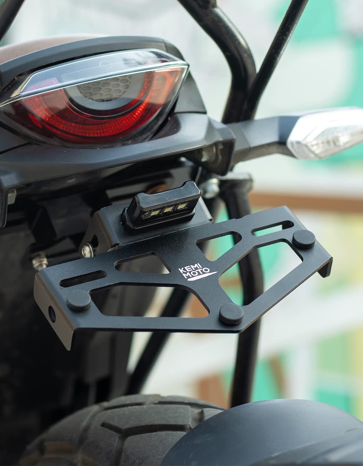 Photo of Universal Motorcycle License Plate Bracket by Kemimoto - Premium for UTVs / Side by Sides