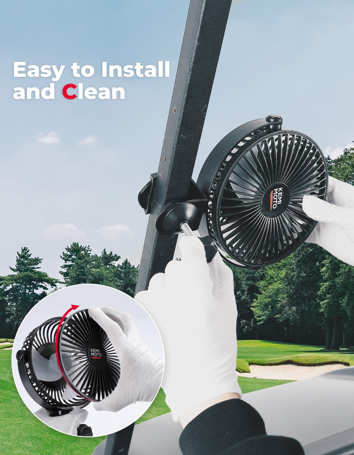 Photo of Long Battery Life 5 Speeds Fan with Clip for EZGO Club Car Drive by Kemimoto - Premium for UTVs / Side by Sides