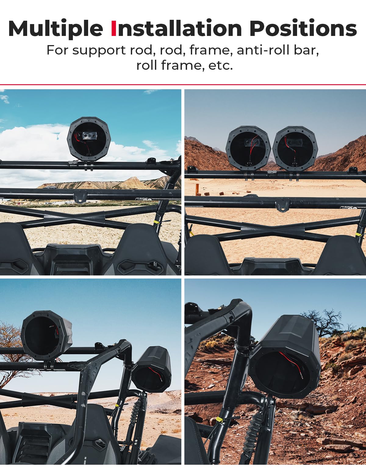 Photo of Kemimoto 8-Inch Speaker Pod Enclosure for All 1.5" to 2" Roll Bar by Kemimoto - Premium for UTVs / Side by Sides