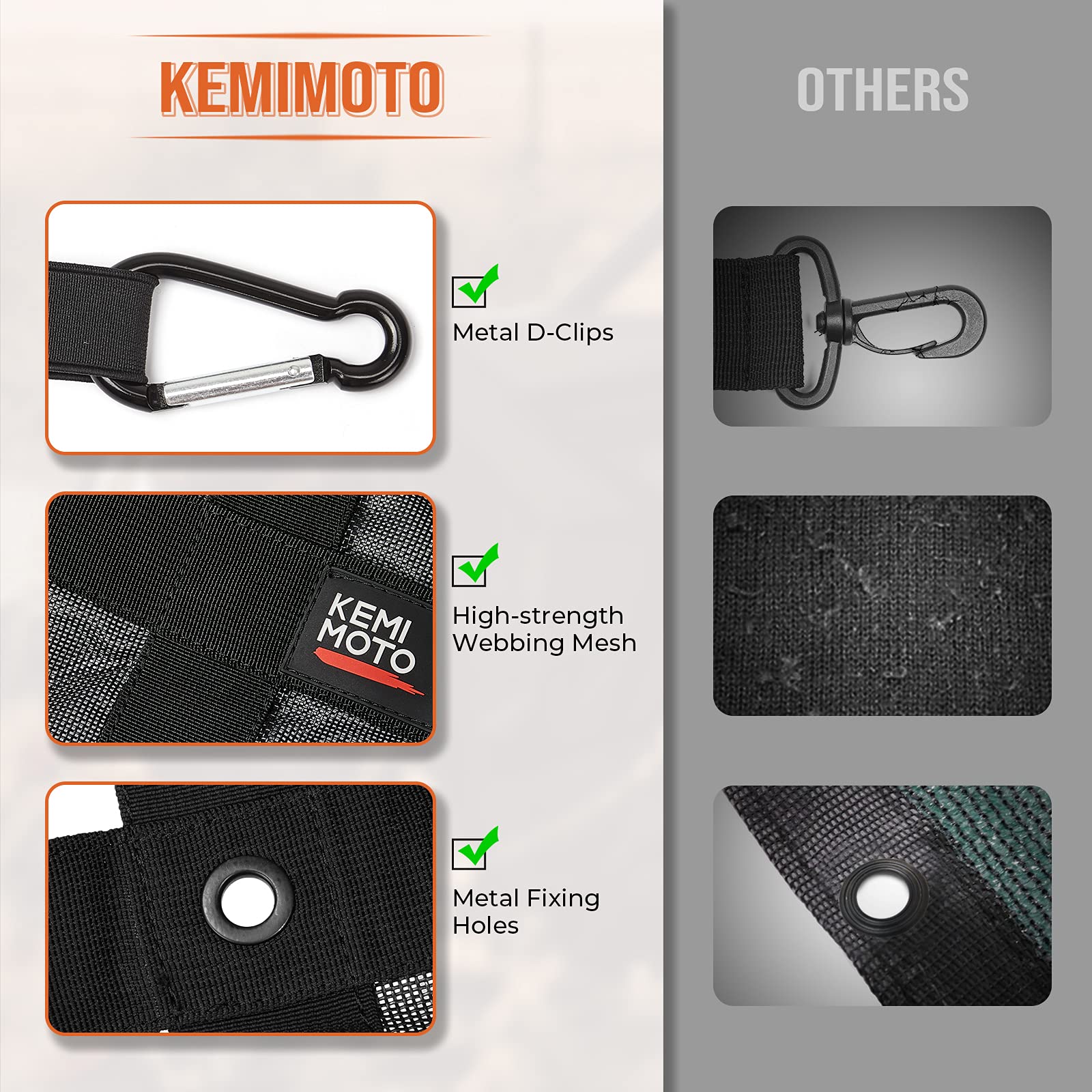 Photo of Kemimoto Heavy Duty UTV Bed Cargo Net for Polaris Ranger, Can-Am by Kemimoto - Premium for UTVs / Side by Sides