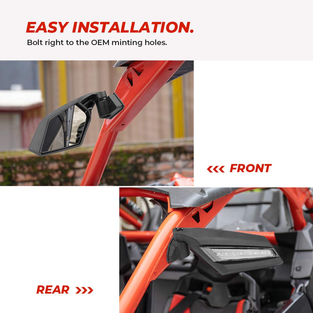 Photo of One Pair LED Side Mirrors for Can-Am Maverick X3 | X3 MAX by Kemimoto - Premium for UTVs / Side by Sides