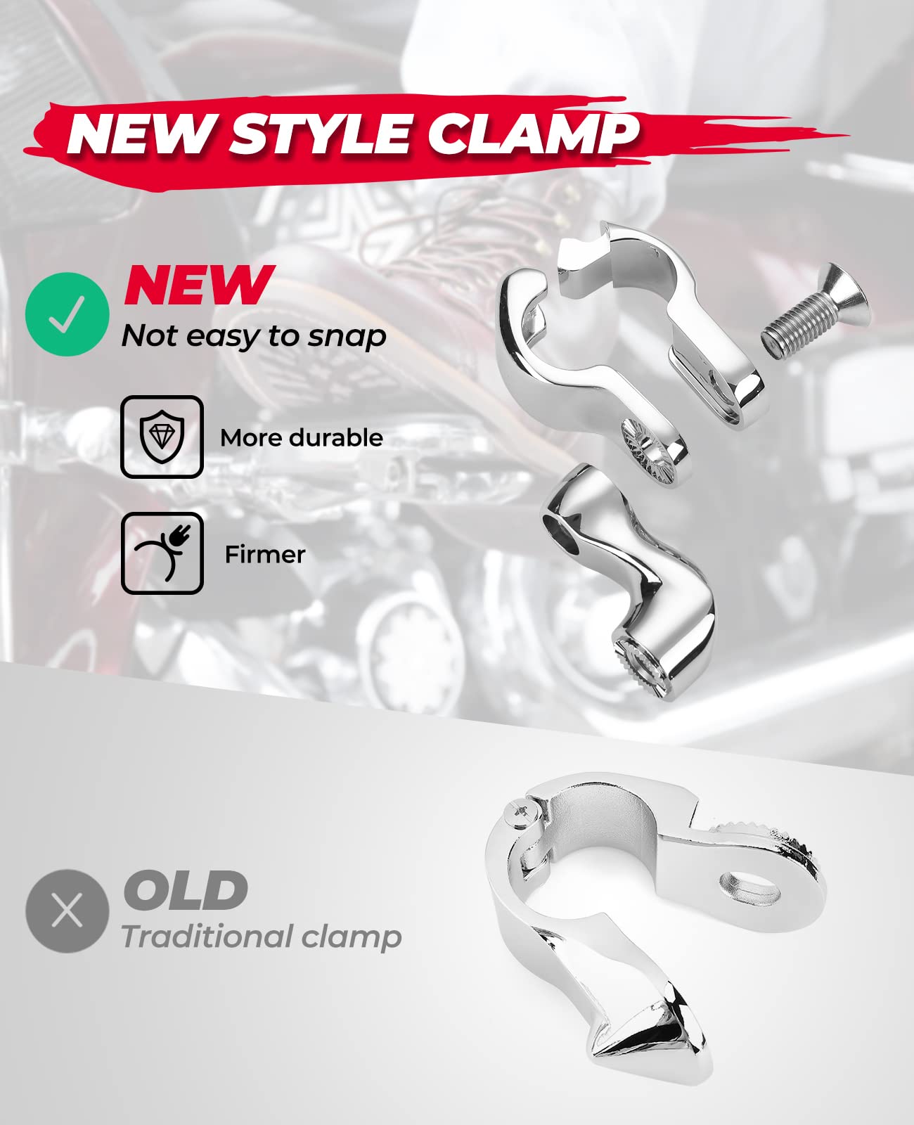 Photo of Motorcycle Adjustable Foot Pegs for 1.25" Engine Guard by Kemimoto - Premium for UTVs / Side by Sides