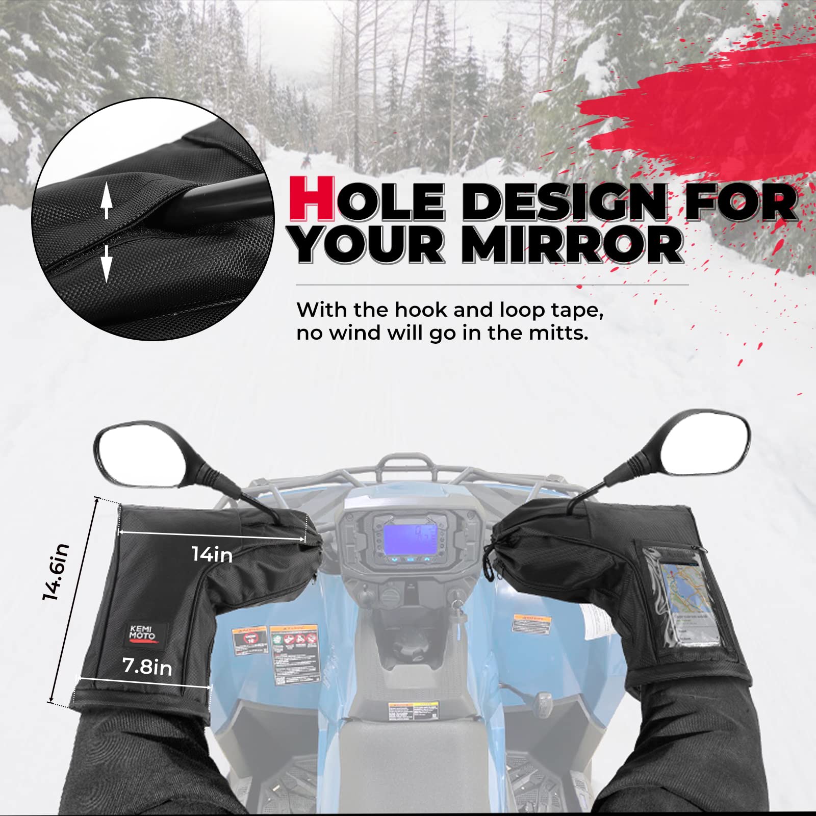 Photo of Snowmobile /ATV Handlebar Muffs by Kemimoto - Premium for UTVs / Side by Sides