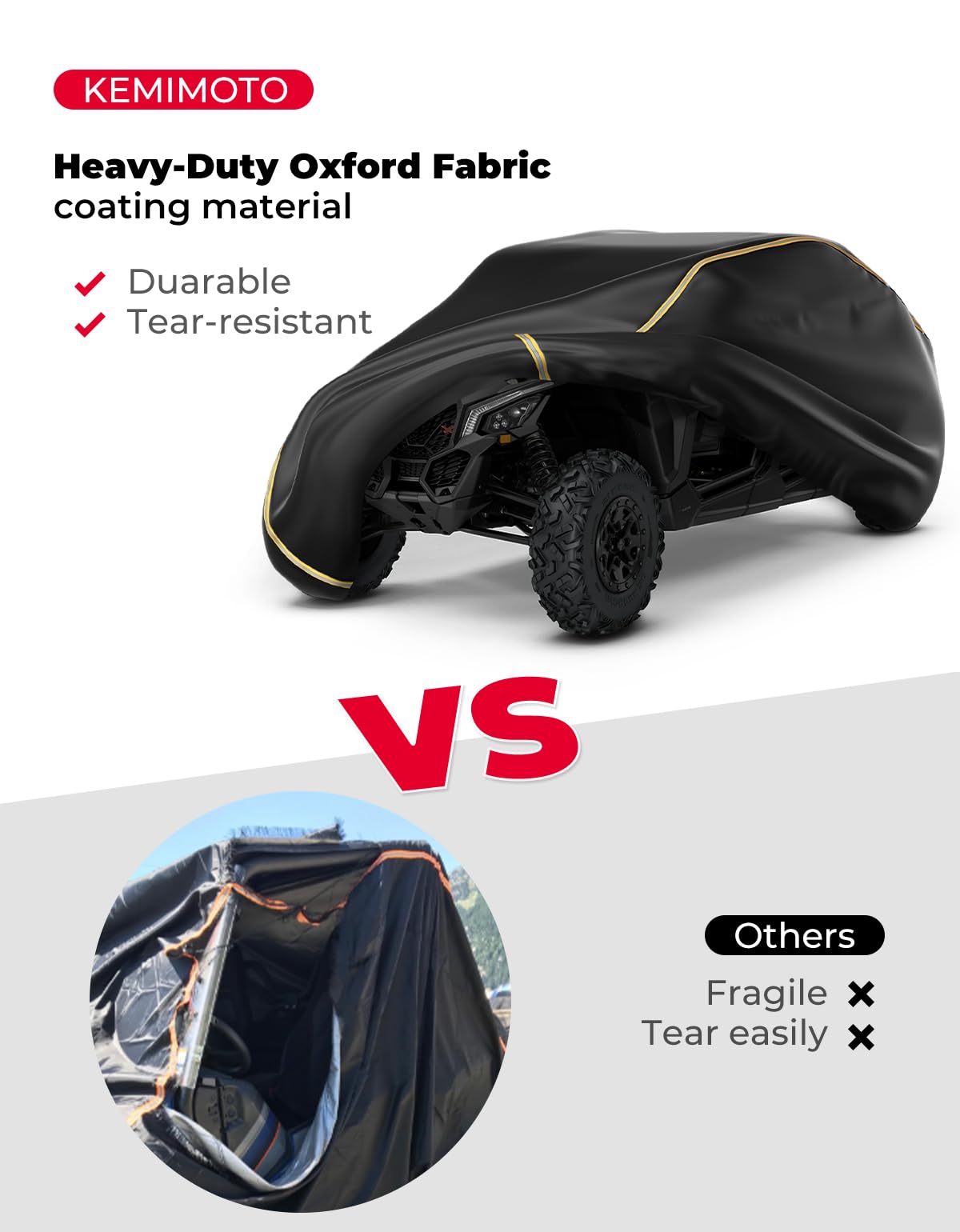 Photo of UTV 4-Seater Cover For Can Am Maverick X3 Max/ RZR/ General by Kemimoto - Premium for UTVs / Side by Sides