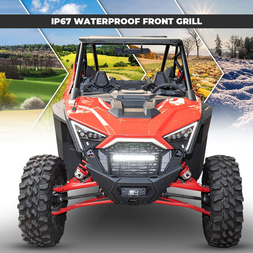 Photo of Kemimoto Front Mesh Grill with LED Light Bar for Polaris RZR PRO XP/TURBO R by Kemimoto - Premium for UTVs / Side by Sides