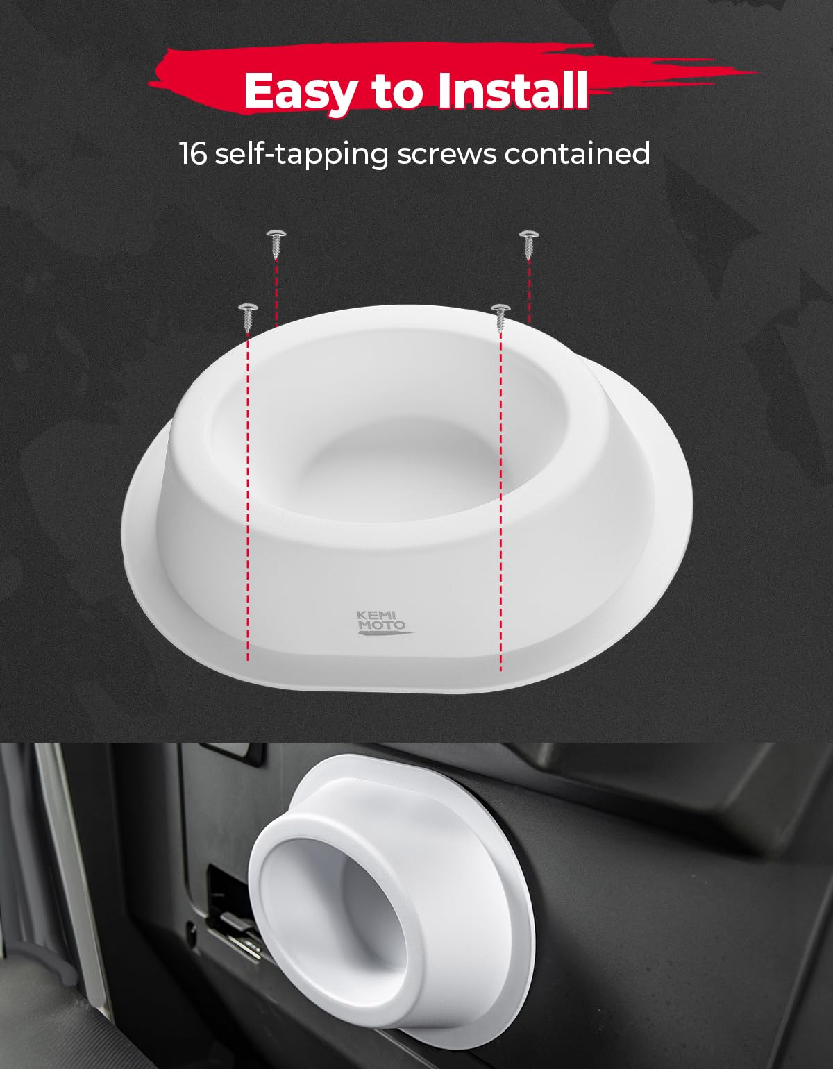 Photo of Universal Angeled Speaker Pods for 6x9 Speakers (White, 2PCS) by Kemimoto - Premium for UTVs / Side by Sides