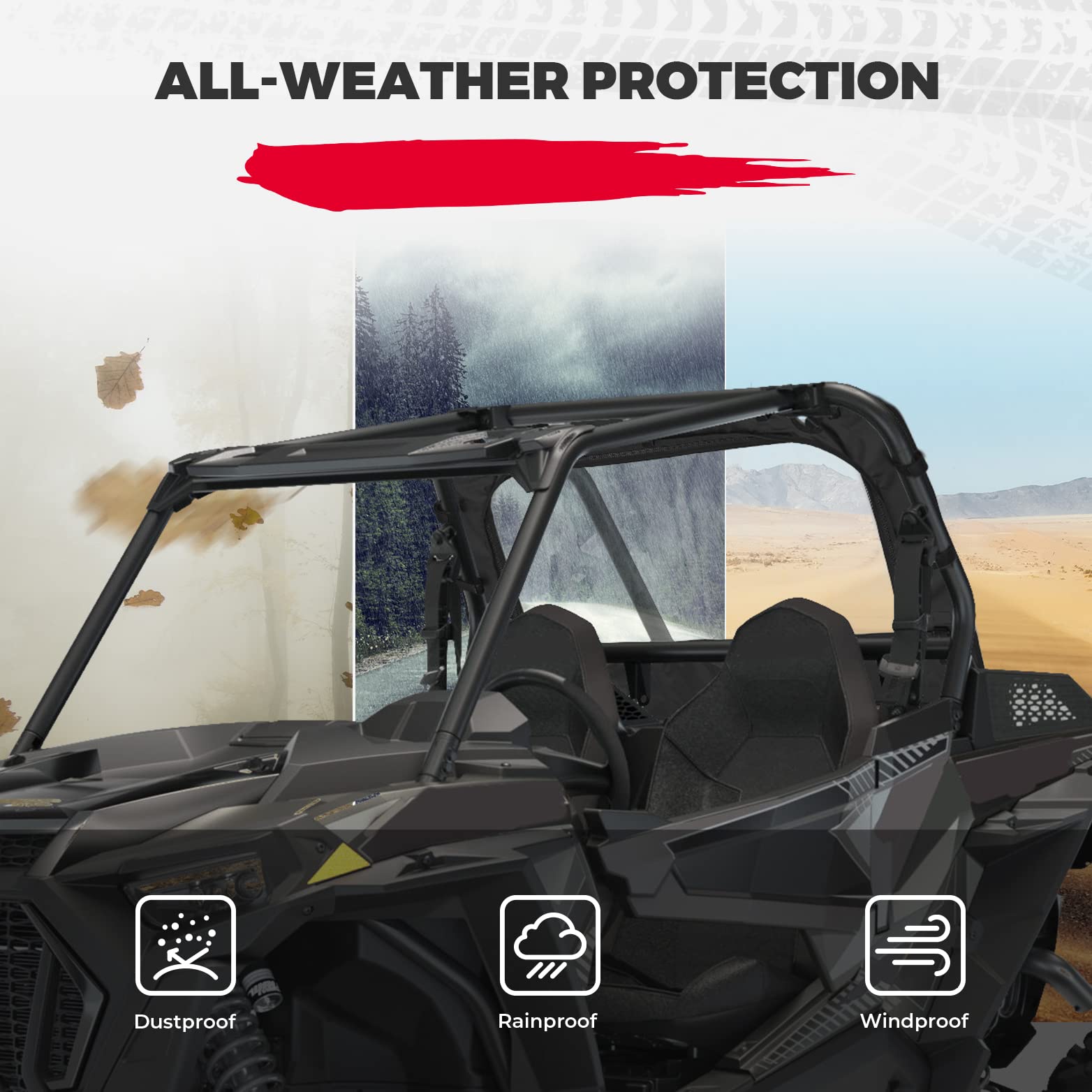 Photo of Soft Rear Windshield for Polaris RZR XP 1000 /4 2014-2023 by Kemimoto - Premium for UTVs / Side by Sides