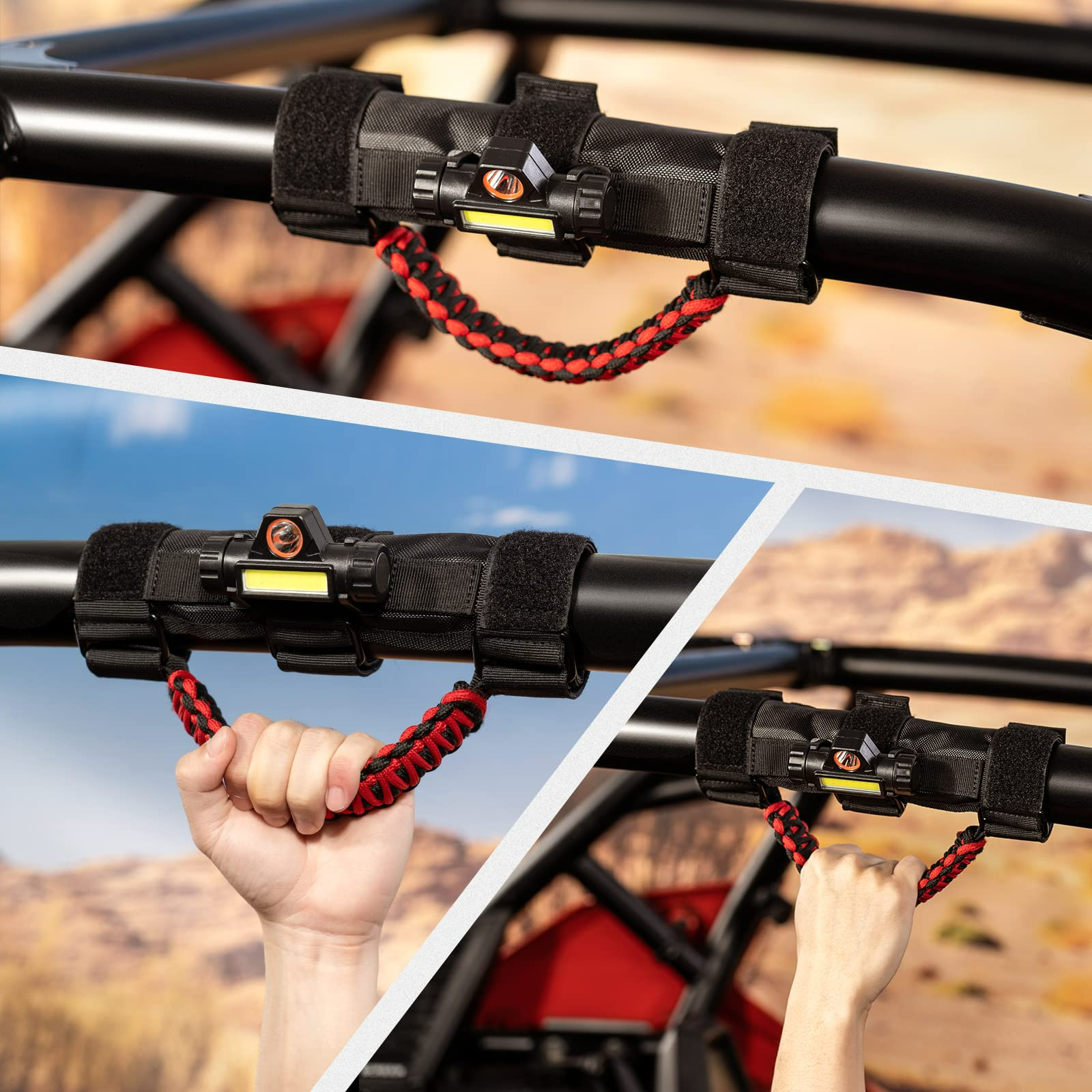 Photo of Roll Bar Grab Handle with Dome Light For Maverick X3, RZR, Kawasaki by Kemimoto - Premium for UTVs / Side by Sides