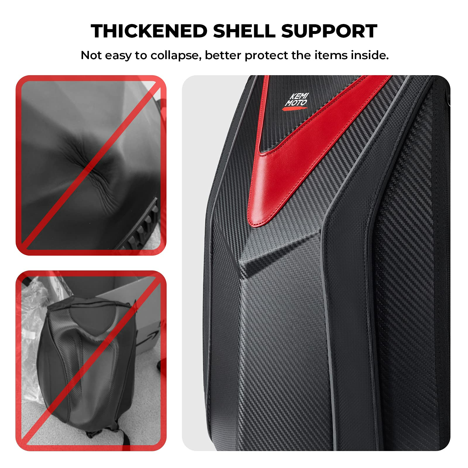 Photo of 20L Motorcycle Hardshell Expandable Backpack by Kemimoto - Premium for UTVs / Side by Sides
