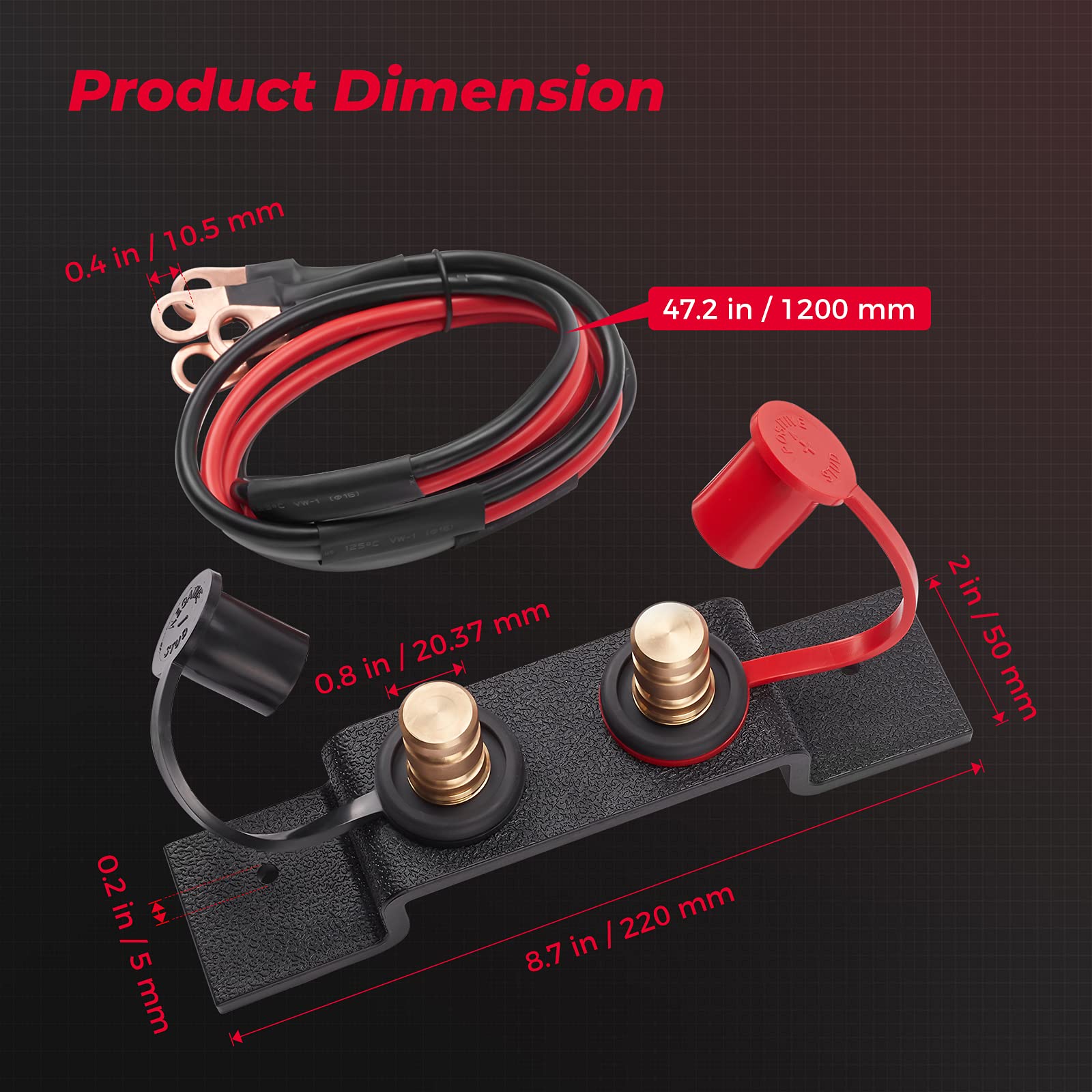 Photo of Universal Battery Jump Post Starter Terminal Relocation Kit for Can-Am Maverick X3, Polaris by Kemimoto - Premium for UTVs / Side by Sides
