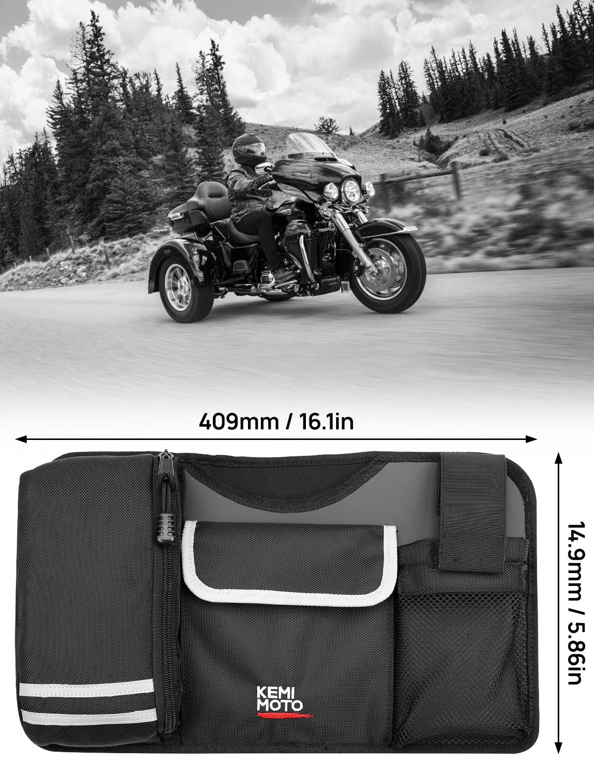 Photo of Trunk Lid Organizer for Tri Glide Freewheeler Accessories 2009-2024 by Kemimoto - Premium for UTVs / Side by Sides