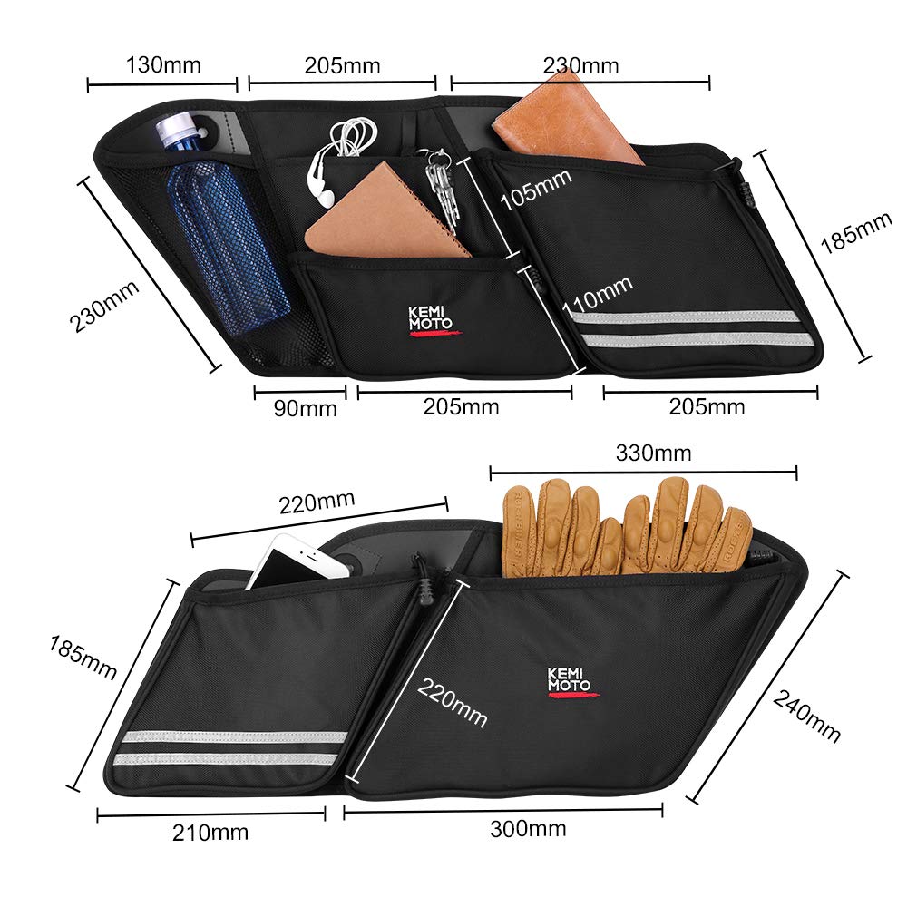 Photo of Motorcycle Touring Saddle Bags Organizers (2 Pack) by Kemimoto - Premium for UTVs / Side by Sides
