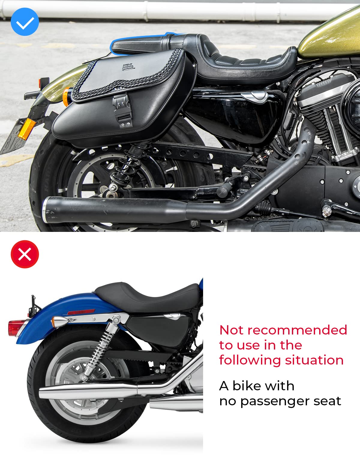 Photo of 28L Synthetic Leather Saddlebags with Lock for Sportster 883 Softail Dyna by Kemimoto - Premium for UTVs / Side by Sides