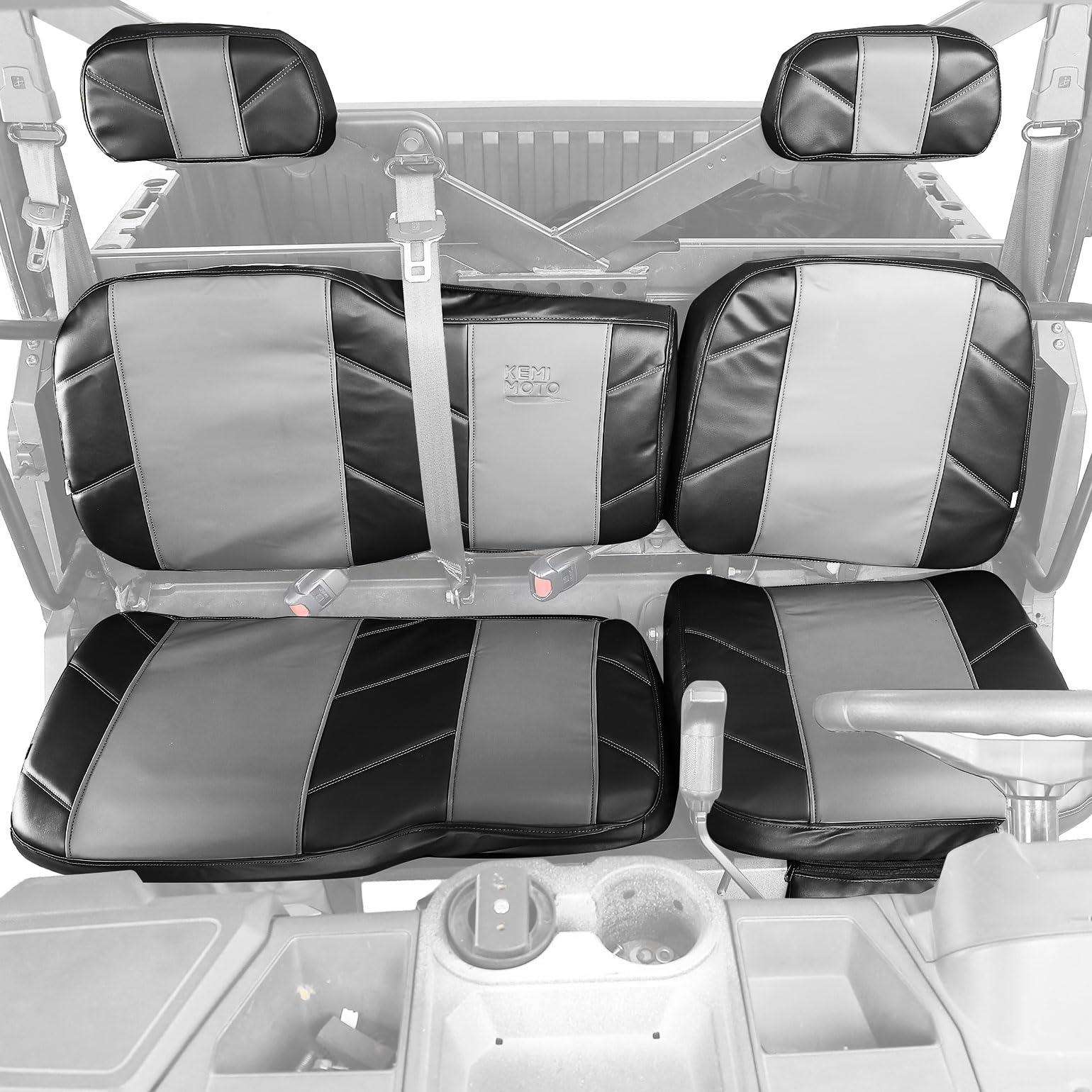 Photo of UTV Leather Seat Covers with Pocket for Polaris Ranger XP 1000/Crew by Kemimoto - Premium for UTVs / Side by Sides