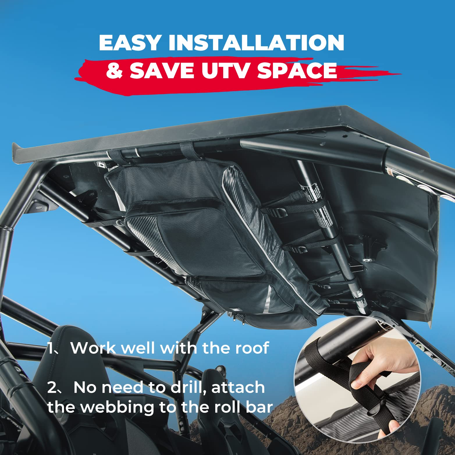Photo of Overhead Roof Bag for CFMOTO ZForce 950 SPORT / HO SPORT / HO EX by Kemimoto - Premium for UTVs / Side by Sides